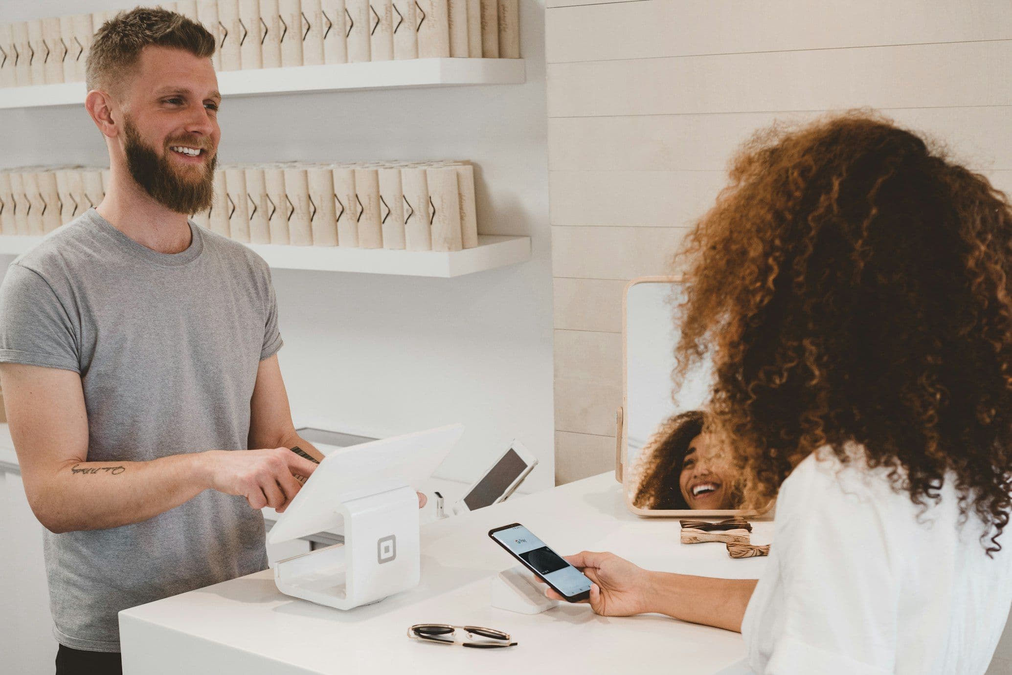 Customer service team helping customers